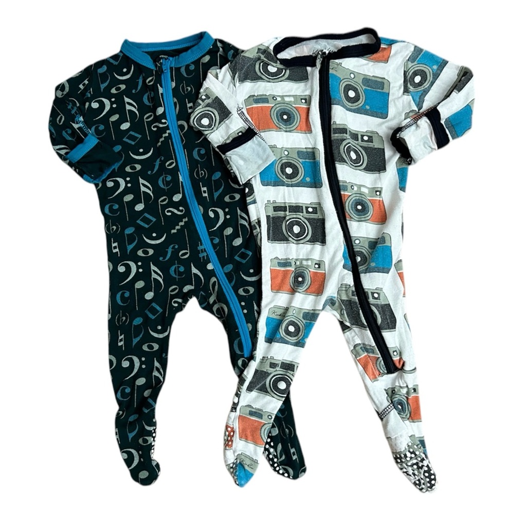 0-3m Kickee Pants Footie Pj Bundle Lot Romper Coveralls 2 Way Zipper Footies 3m